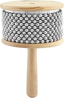 CAB14-NT Large Wooden Cabasa/Afuche | Steel Ball-Chain Head, Tapered Handle - Latin Percussion for Schools, Theatres and Studios