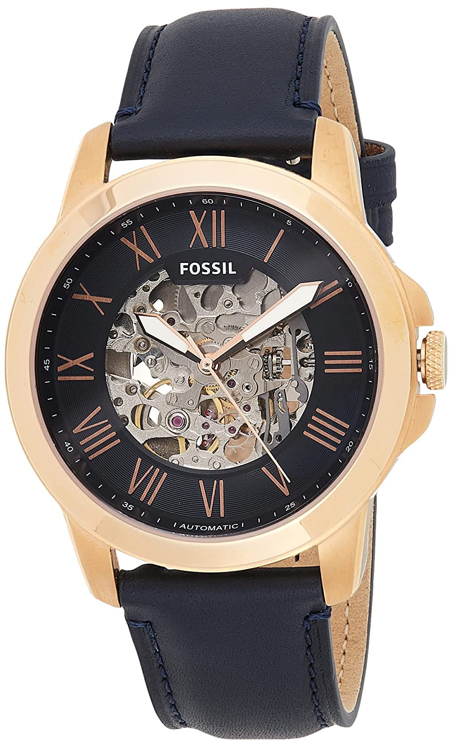 FossilGrant Automatic Navy Blue Skeleton Dial Mens Watch ME3102 (B0BRQVHCTS) Amazon Price History, Amazon Price Tracker