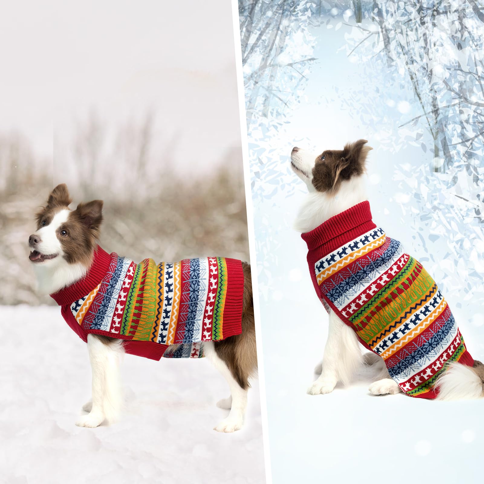 Suéter para perro - Abrigo de invierno con rayas coloridas para clima frío