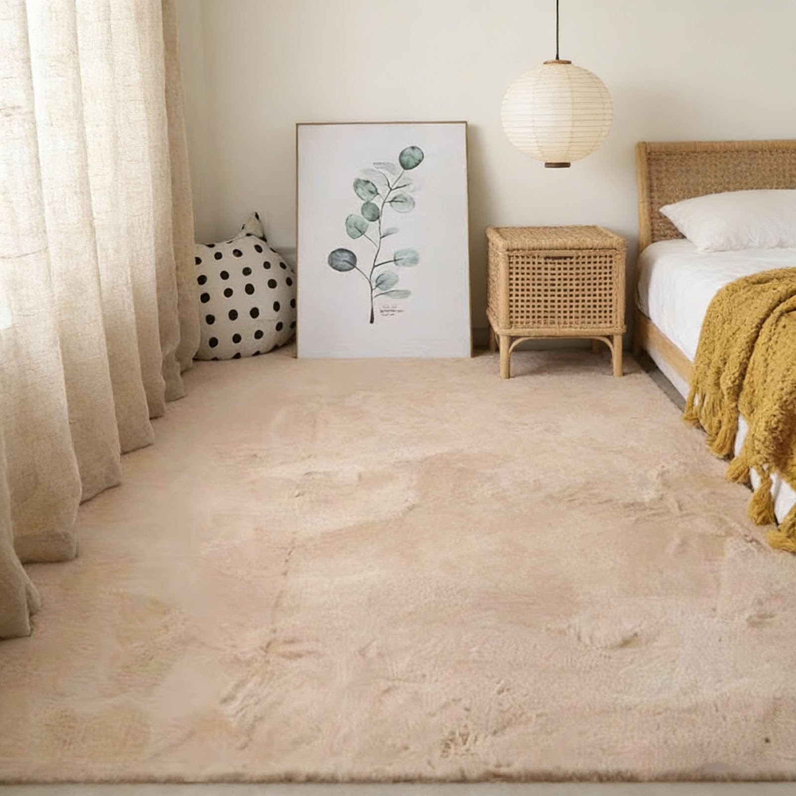 Tapis de salon lavable court antidérapant couloir chambre kaki