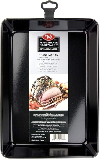 Tala Performance Large Roaster with Pouring Lip, Professional Gauge Carbon Steel with Eclipse Non-Stick Coating 41 x 30.4 x 7.7 cm