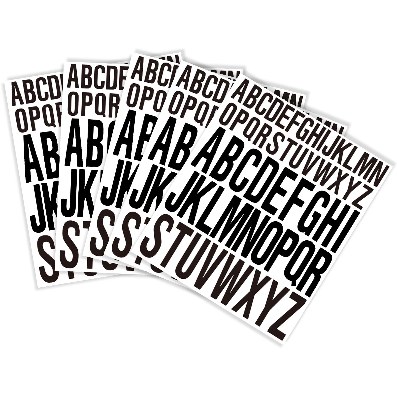 ALLWYOU 5 Sheets 260 Pcs Capital Letter Stickers,Vinyl Stickers Personalised Kit 1 inch/2 inch,Waterproof Self Adhesive Alphabet Stickers DIY Decorations for Mailbox Signs Door Windows Bottles Cars