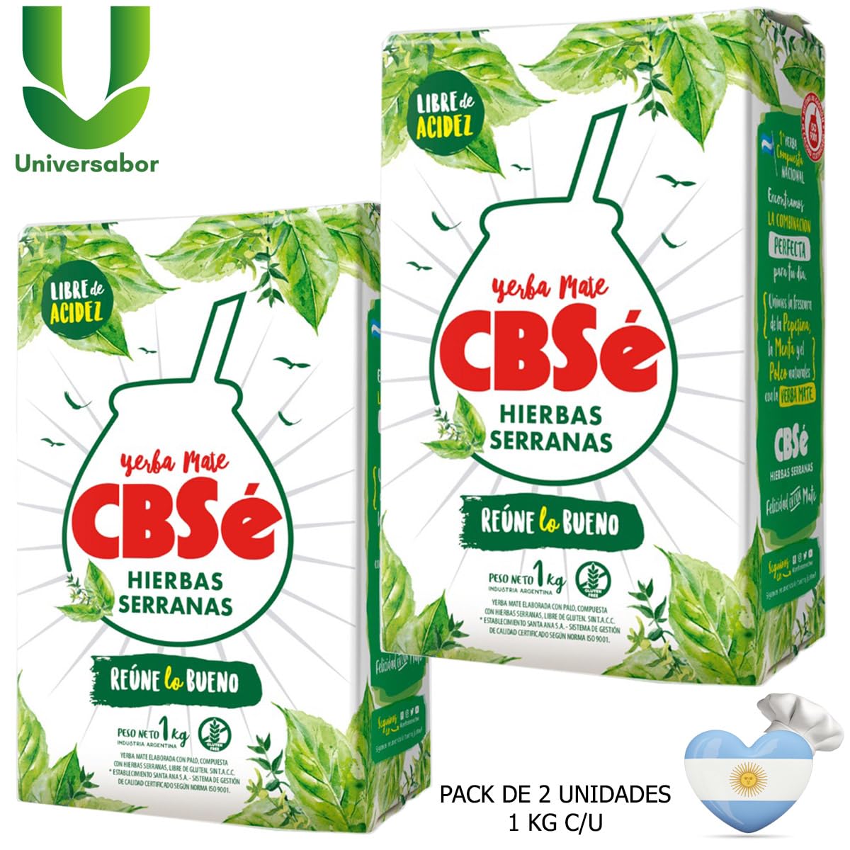 Yerba Mate CBSe Hierbas Serranas 1 kg (Pack de 2) – Sabor Refrescante y Natural