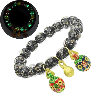 Colorful Gray Glaze Glow-in-the-Dark Swallowing Gold Beast Guardian Bracelet for Women Feng Shui Energy Balancing Good Luck & Wealth Charm Jewelry