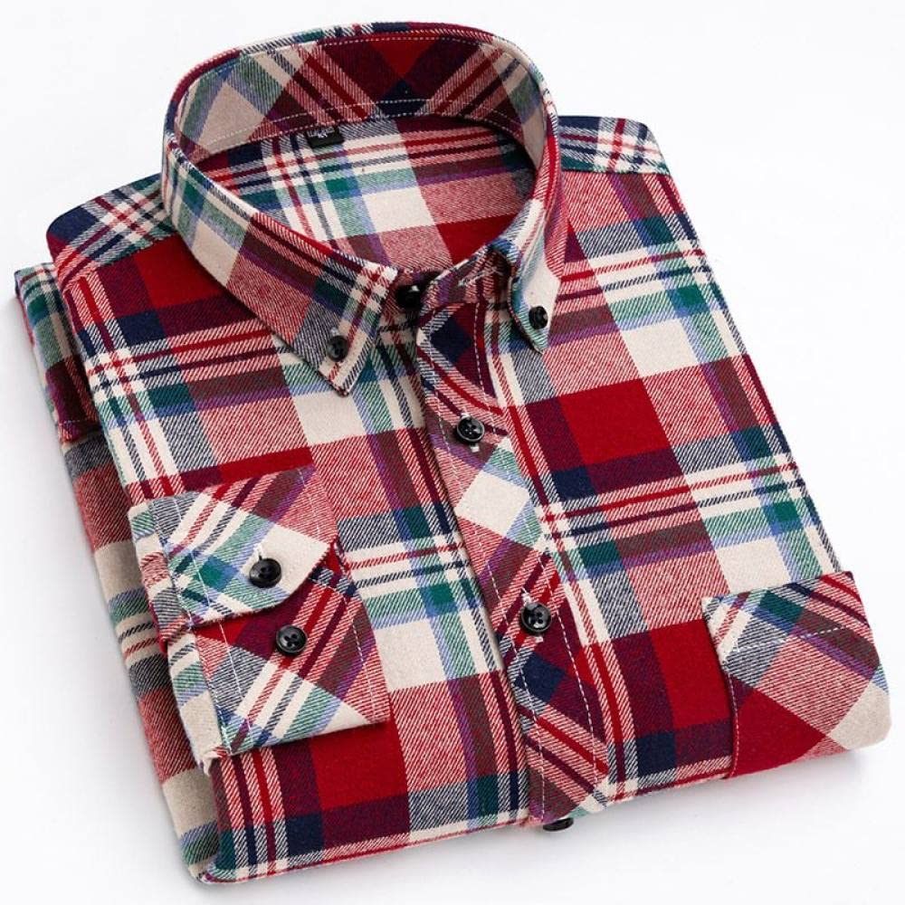 Camicia In Cotone A Maniche Lunghe Da Uomo,Camicia Casual Da Uomo A Manica Lunga, Camicia Casual A Quadri In Flanella Da Uomo Manica Lunga Button Down Camicie Casual Smart Regular Fit Con Tasca Sul