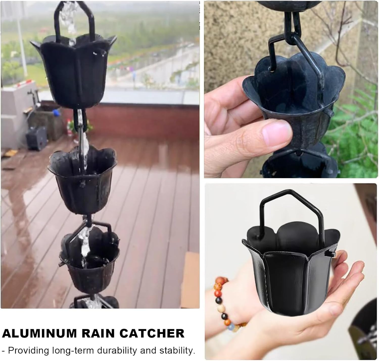 Rainwater Chain，Drainage chain Rain Chain Rain Gutter Chains Pouring Cups, Style Rain Gutter Chains Extension, Decorative Drainage Rainwater Guide Garden Courtyard(300cm (10ft))