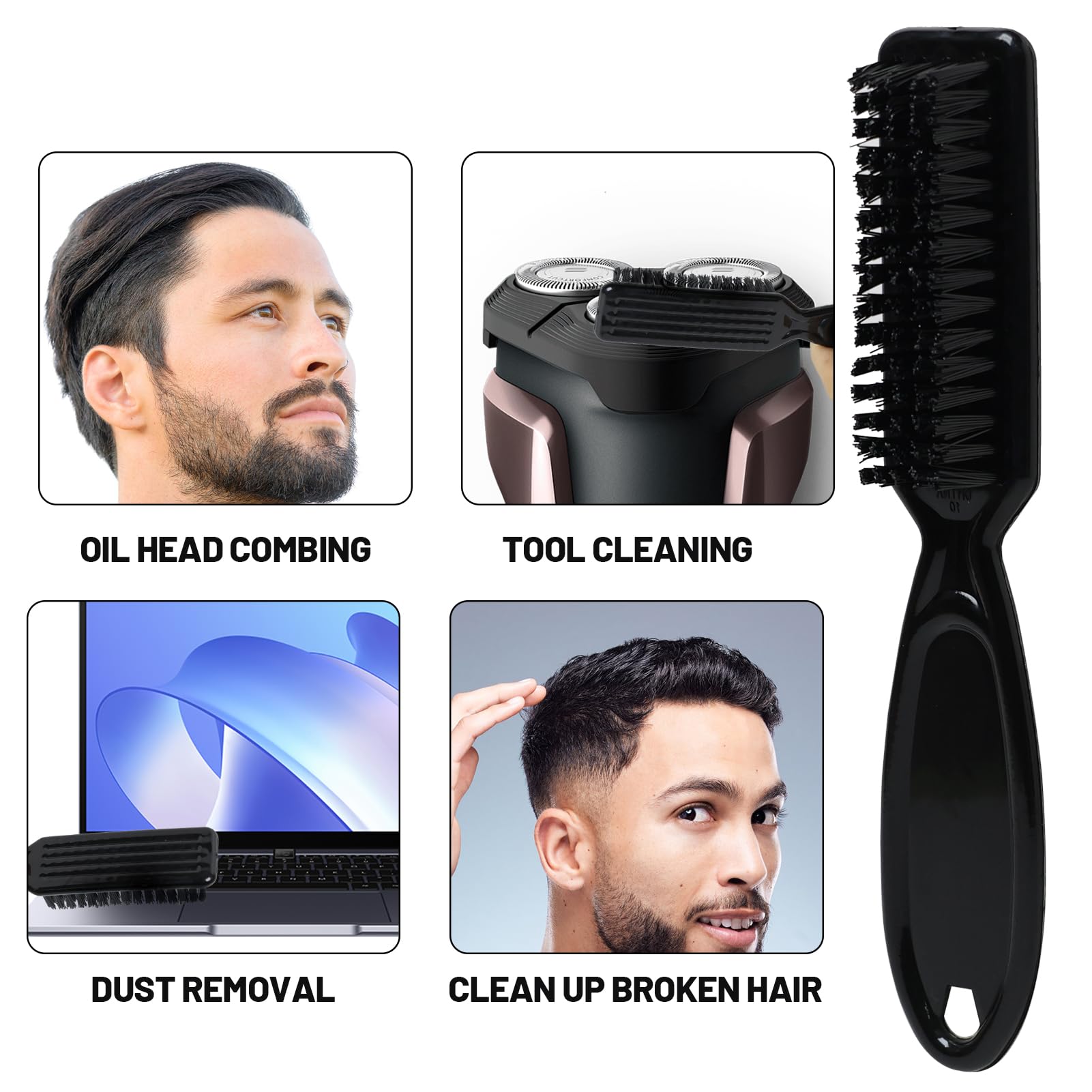 Cepillo de Nailon Negro 2PCS Limpieza de Cuchillas Barba Cerdas Suaves Fácil de Llevar