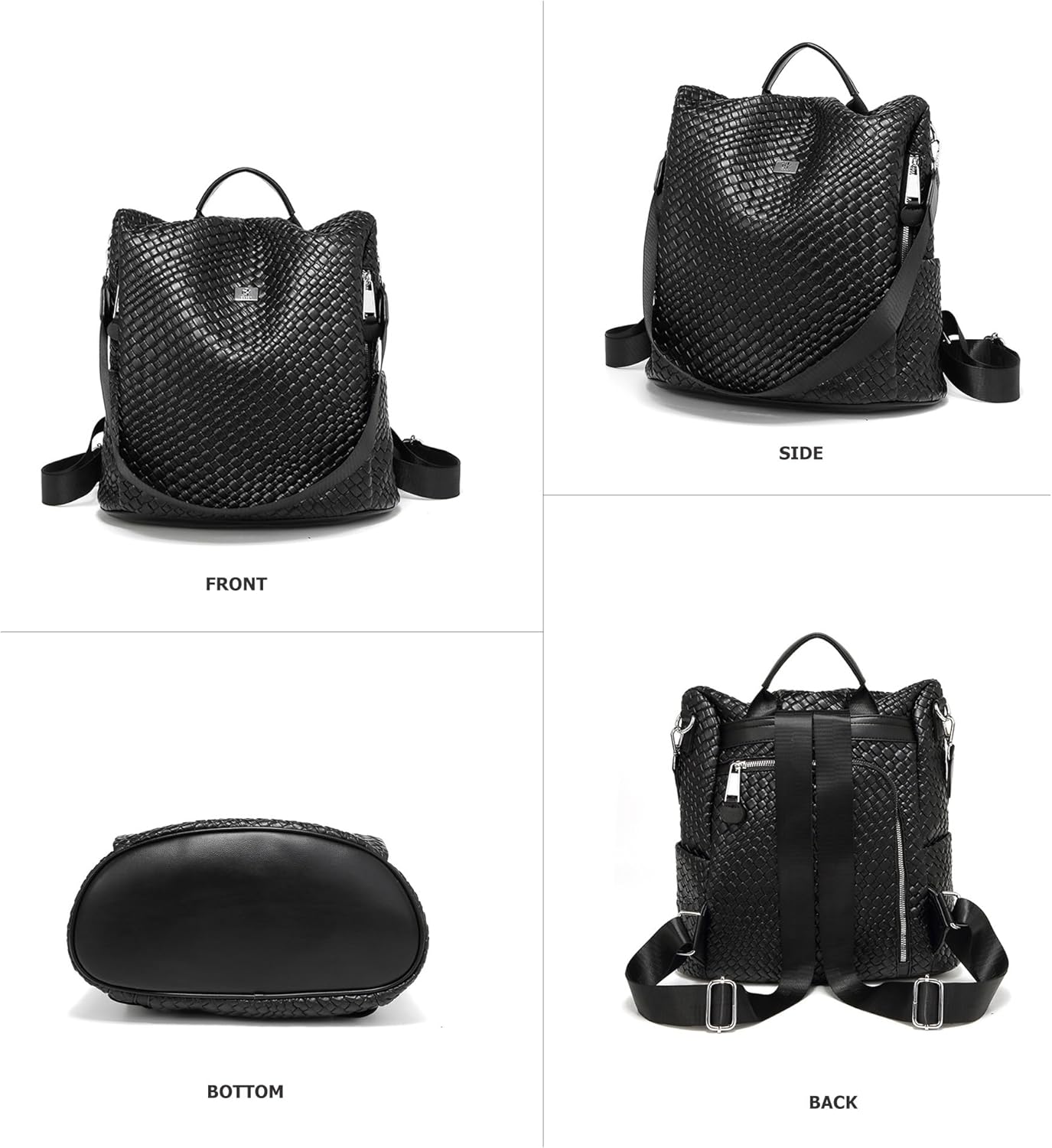 KingTo Women Woven Backpack Purse Anti-theft Rucksack Casual Multipurpose Design Travel Shoulder Handbag - Image 2