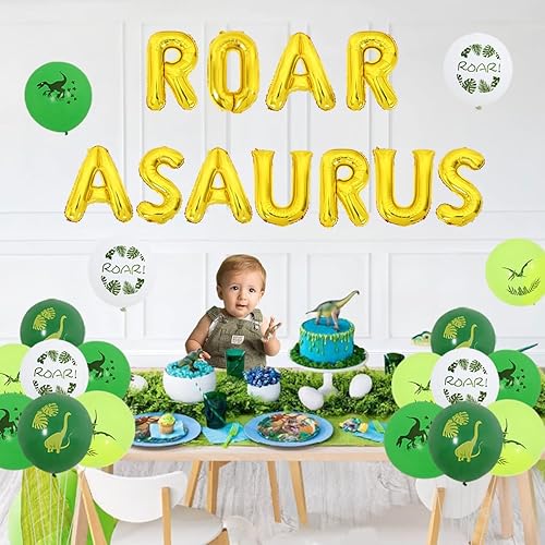 Miniatura 5 de Decoraciones de cumpleaños de One a Saurus, decoraciones de primer cumpleaños con temática de dinosaurio con rugido de Oneasaurus, globos de