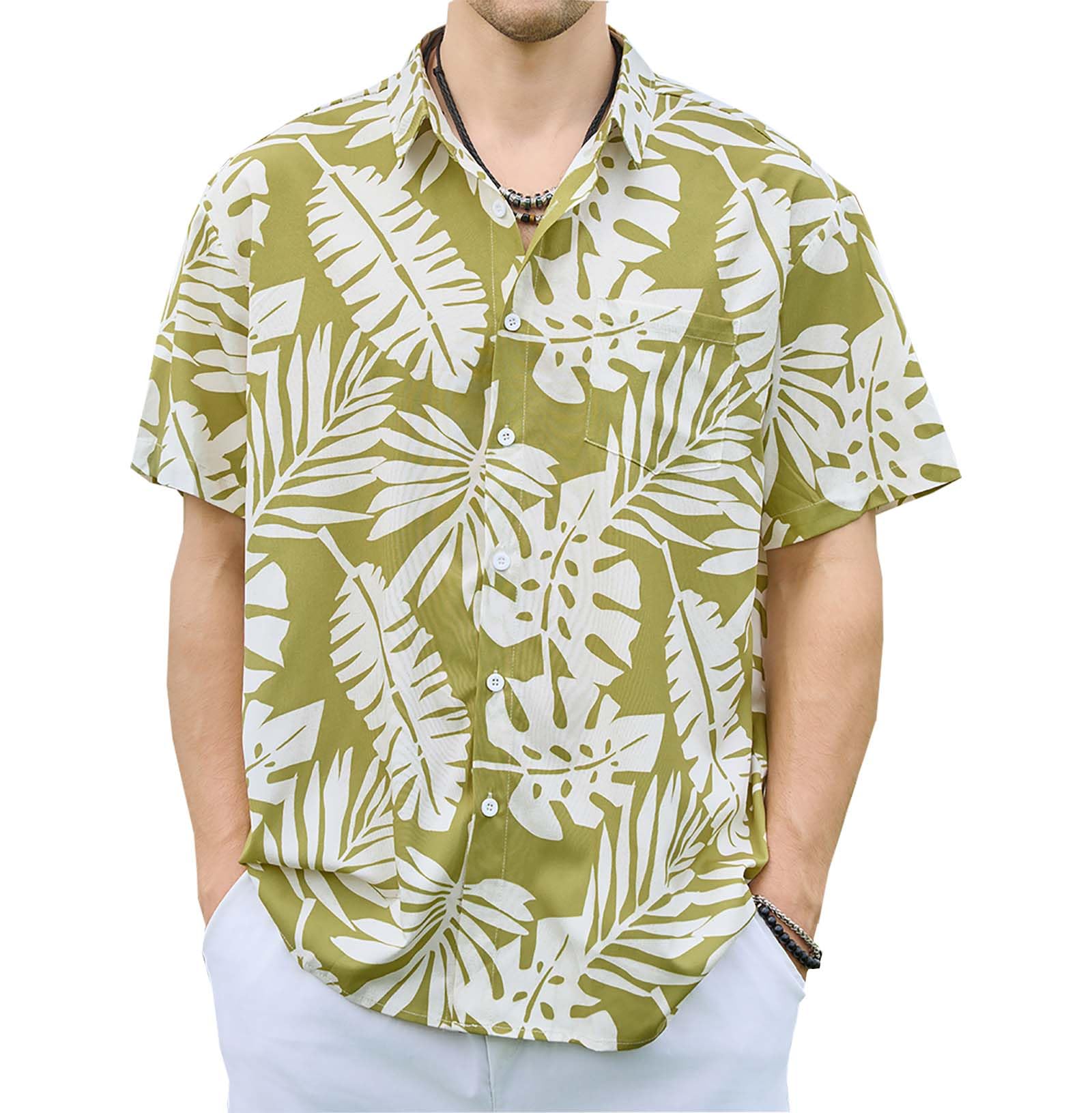 ZIIQLPP Mens Hawaiian Shirts Short Sleeve Button Down Casual Tropical Beach Shirts