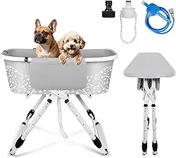 BACOENG Banheira portátil para cães, estação de lavagem ajustável de 5 alturas, banheiras para banho e cuidados pessoais, banheira para animais de estimação para cães pequenos a grandes, uso interno e