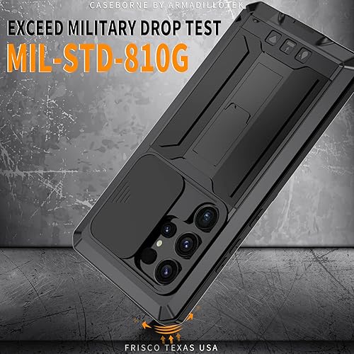 Miniatura 10 de Funda de metal para Samsung Galaxy S23 Ultra, funda de metal militar resistente para exteriores, pantalla incorporada, función atril, protector de