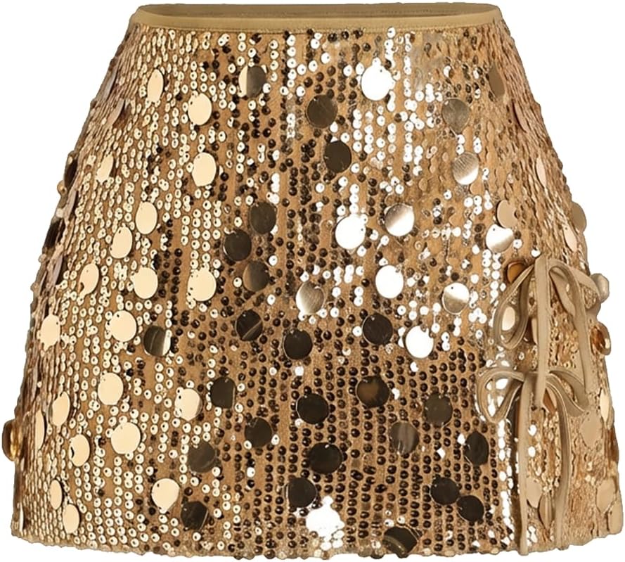 SweatyRocks Women's Sequin Mini Skirts Sparkle Bow Bodycon Skirt Club Festival Party