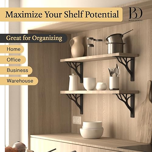 Miniatura 17 de Soportes de estante rústicos de 8 pulgadas a 10 pulgadas, soportes decorativos en L para estantes, soporte flotante de metal de hierro, soporte