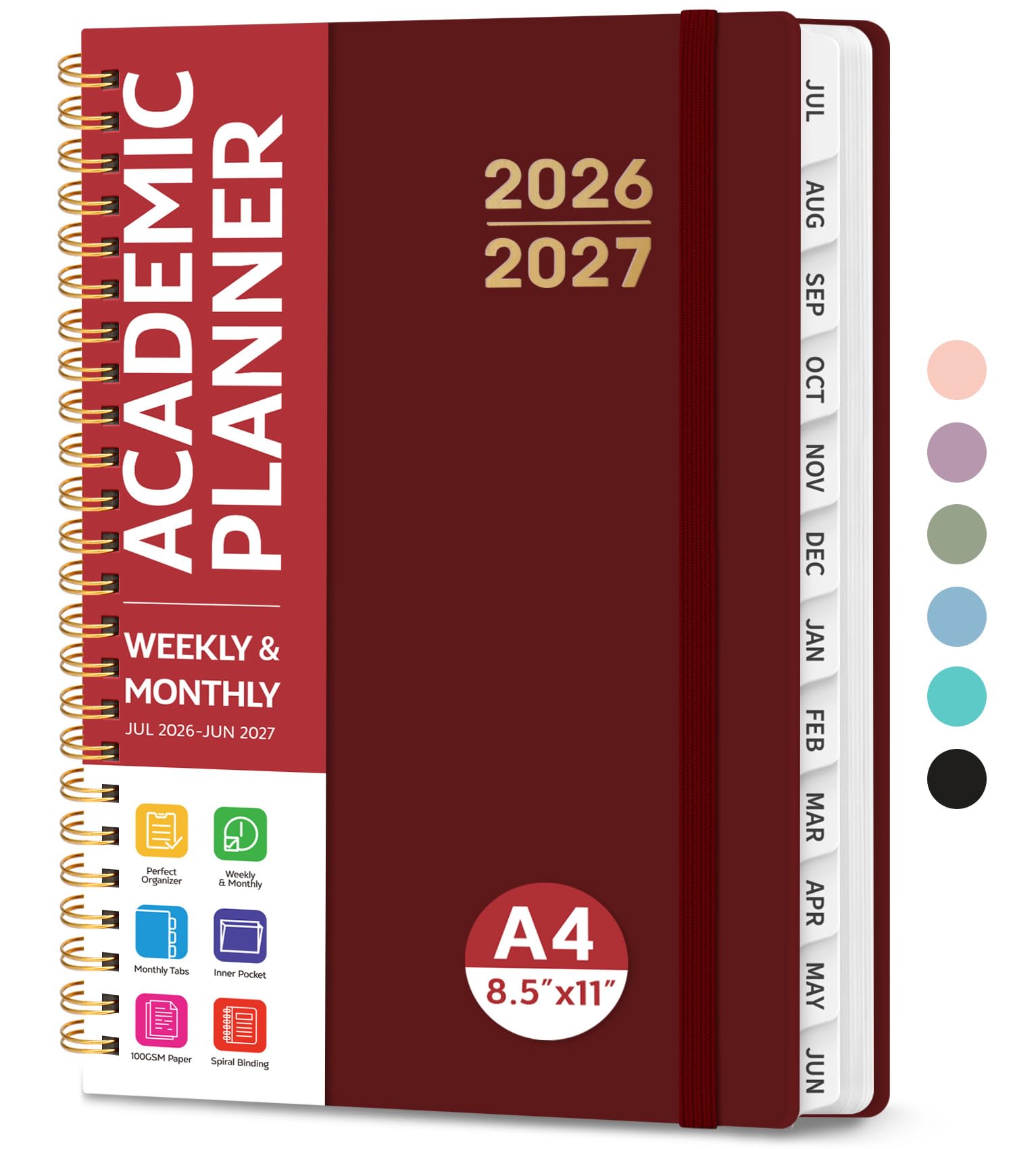 Planner 2026-2027 for Women & Men, Academic Monthly and Weekly Calendar Planner, Jul 2026 - Jun 2027, A4 (8.5" x 11"), Teacher Student Planning Book with Tabs, Ideal for Office School Supplies