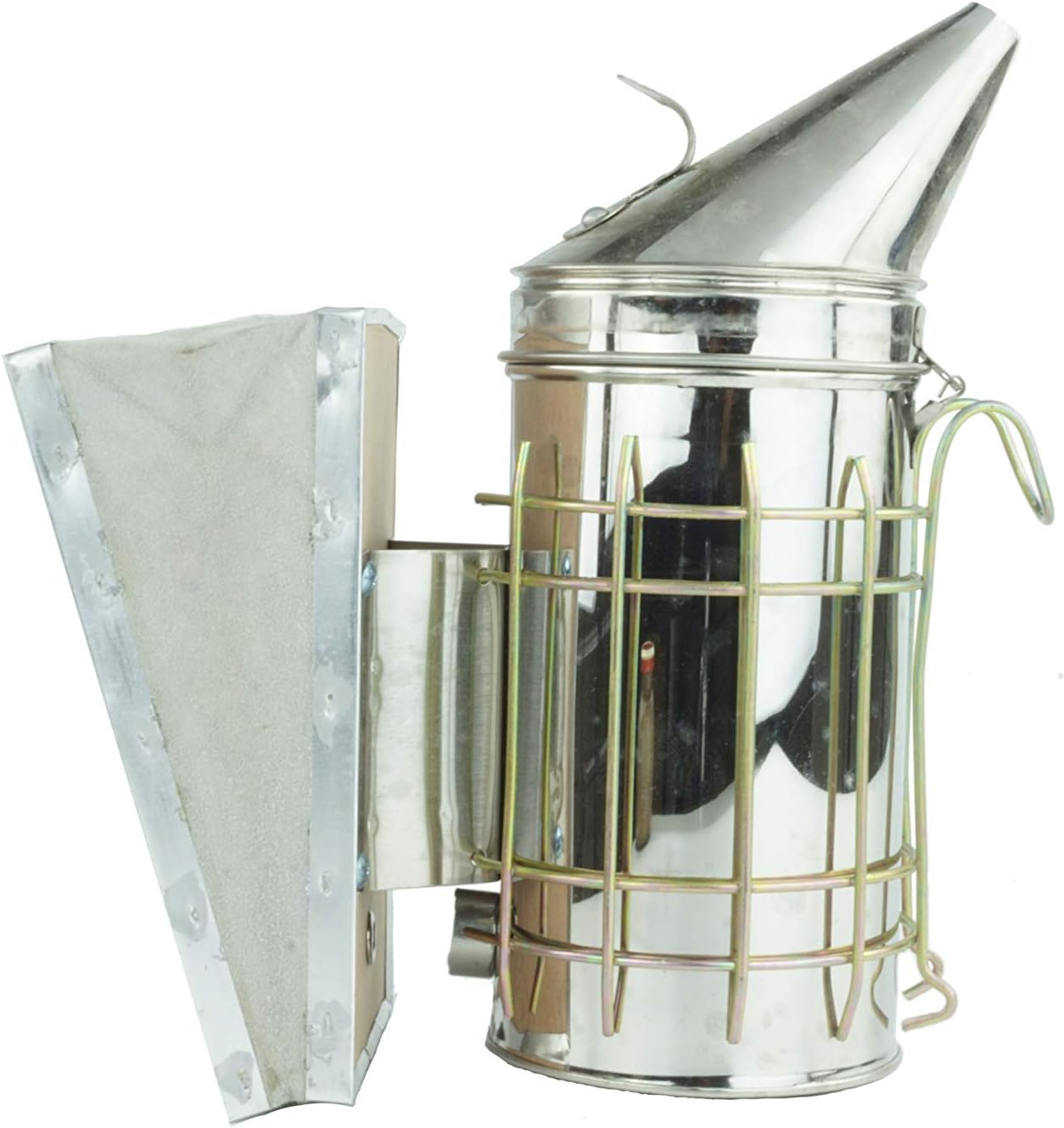 APIFORMES Europäischer Smoker – Lederblasebalg, Schutzgitter, Für Imker & Bienenhaltung (Mittel)