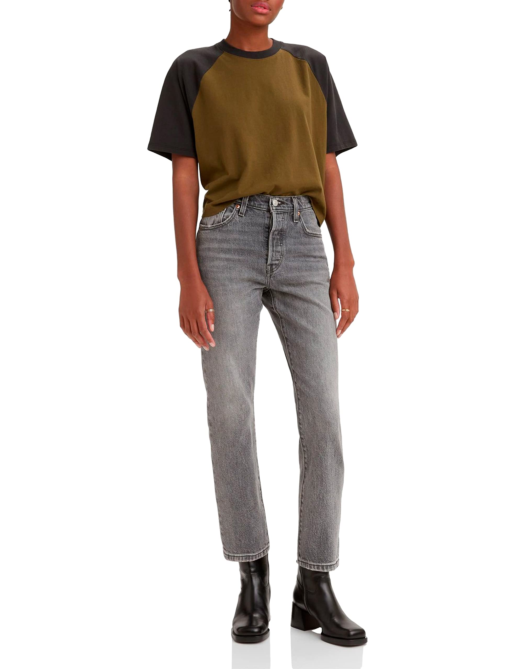 Levi's Women's 501 Crop Jeans, Gray Worn in, 32W / 30L