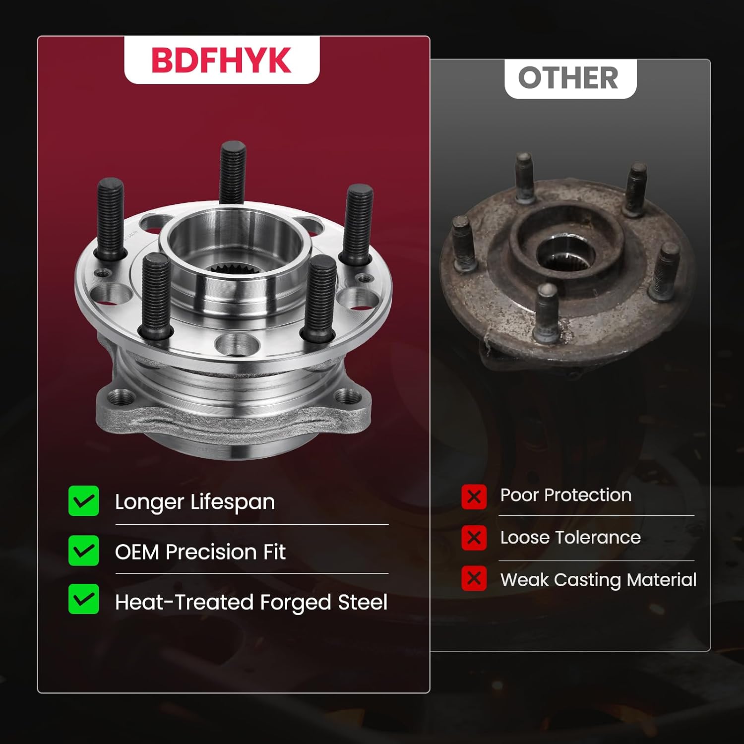 513409 2PCS BDFHYK Wheel Bearing and Hub Front/Rear