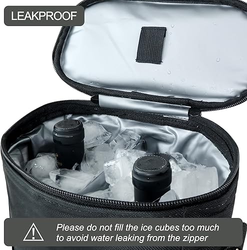 Miniatura 3 de bruwaa Bolsa enfriadora de vino para 2 botellas, a prueba de fugas, acolchada, con asa y correa de hombro ajustable, para viajes, degustación de