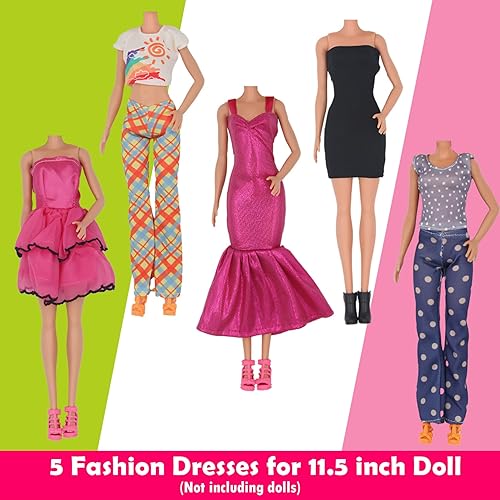 Miniatura 3 de EuTengHao 30 piezas de ropa de muñeca y accesorios para muñecas de 12 pulgadas, incluye 12 juegos de ropa de vestir, jeans y vestidos de boda, gafas