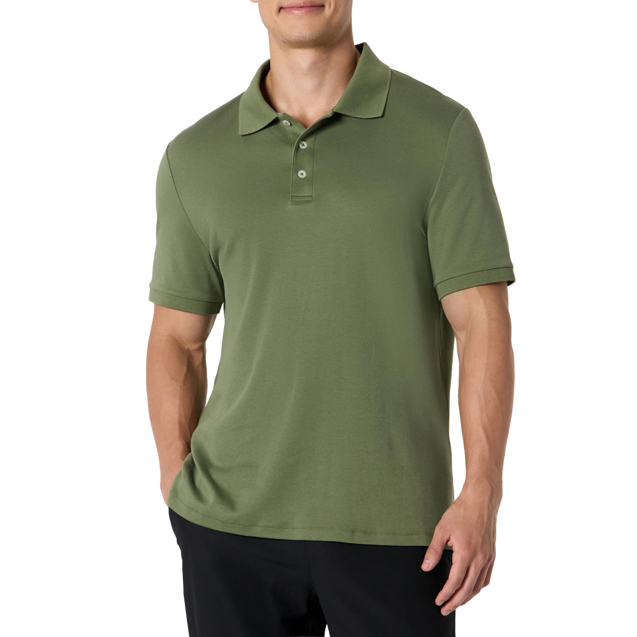 Amazon Essentials Men's Regular Fit Interlock Polo Shirt, Dark Olive, XL