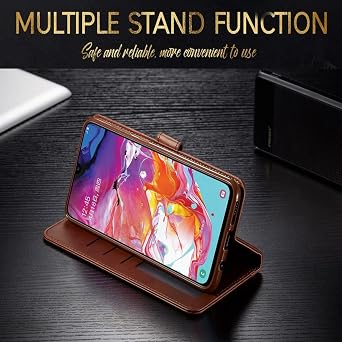 STARSHOP Compatible with Samsung Galaxy S7 Phone Case Cover, with [Tempered Glass Screen Protector Included] PU Leather Wallet Shockproof Kickstand Card Slots Magnet Closure -Brown