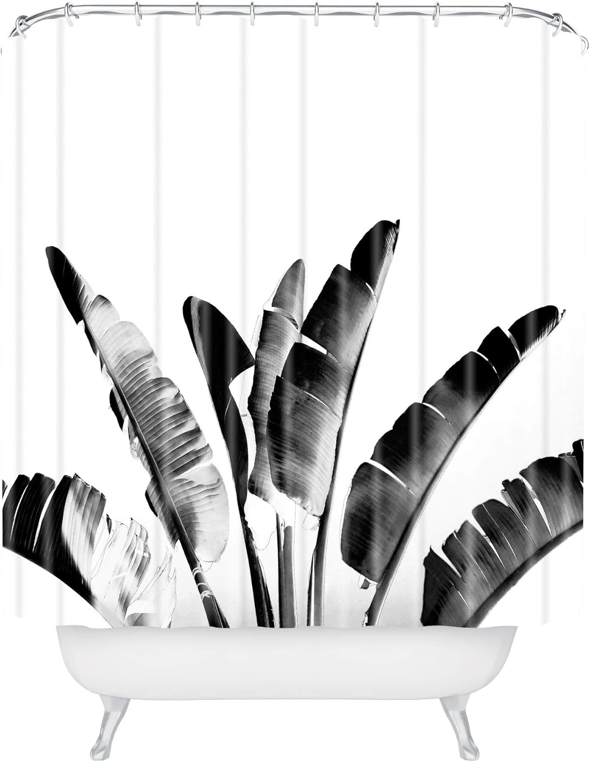 Society6 Gale Switzer Traveler Palm Bw Shower Curtain, 72"x69", Black