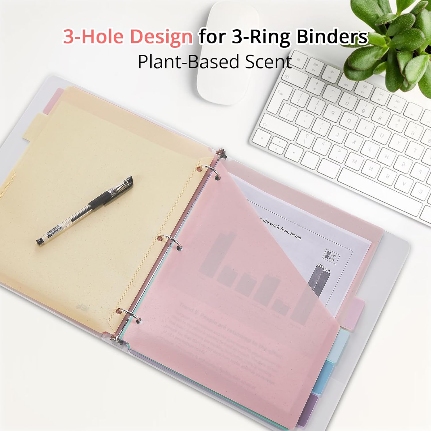 Bundle 10 Packs 6-Tab Letter Size Dividers for 3 Ring Binder, 60 Counts Wheat Straw Binder Dividers with One Pocket, 6 Pastel Colors, Perfect for School, Office Supplies (10)