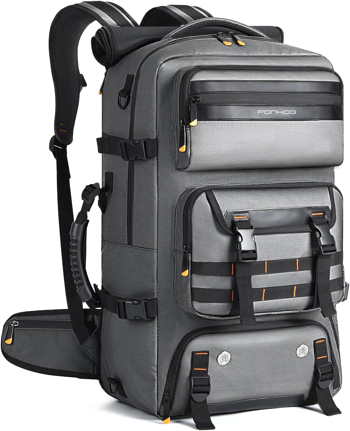 Travel Backpack for Men, 50L Carry On Flight Approved Convertible Duffle Bag with Shoe Compartment, 17 inch Laptop Luggage with USB Charging Port for Weekender Hiking, Gray