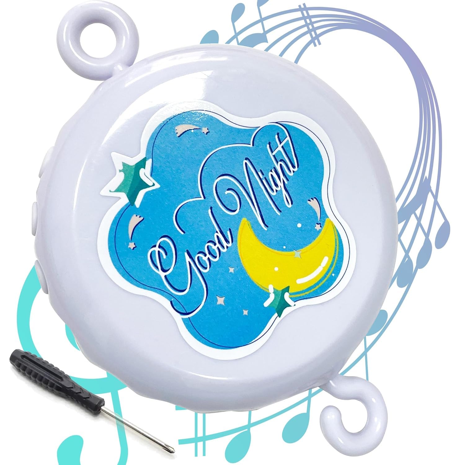 Crib Mobile Motor,Music Box Spinner with 3 Modes (Turn & Music, Turn Only, Music Only), 36 Lullabies,Auto-Off 30 Minutes- Holder for DIY Clamp Mobile
