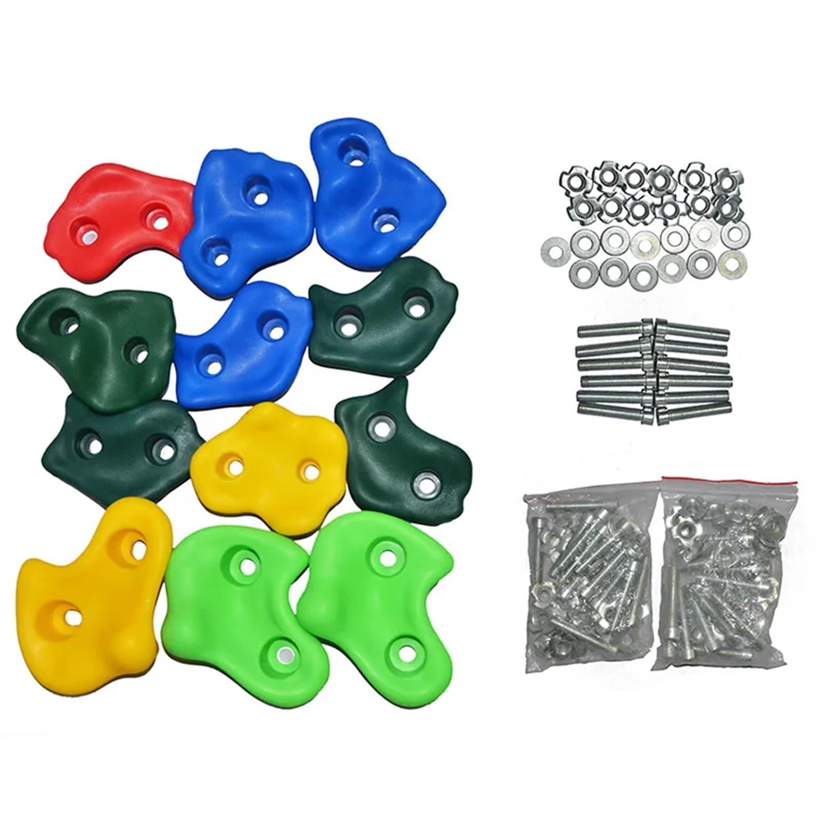 Climbing Holds， Hand Feet Holds Indoor Outdoor Backyard Sport Toys Assorted Playground Plastic for Frame Bracket(Colorful 10pcs with Screw)