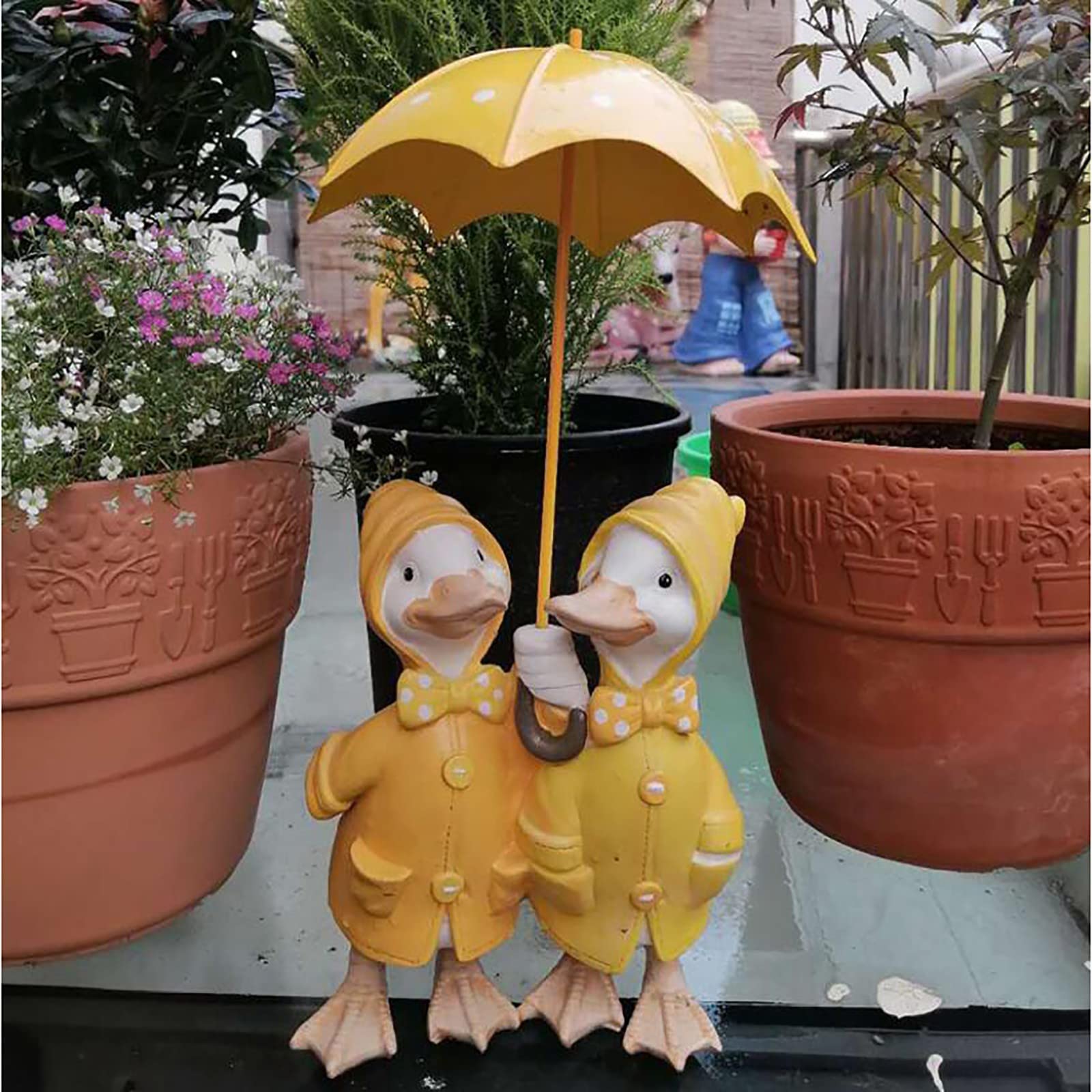 Akcesoria domowe Żywica Rzemiosło Zwierząt Parasol Kaczka Ozdoby Ogrodowe Ogród Ozdoby Ogrodowe Kreatywne Ozdoby do Salonu little surprise