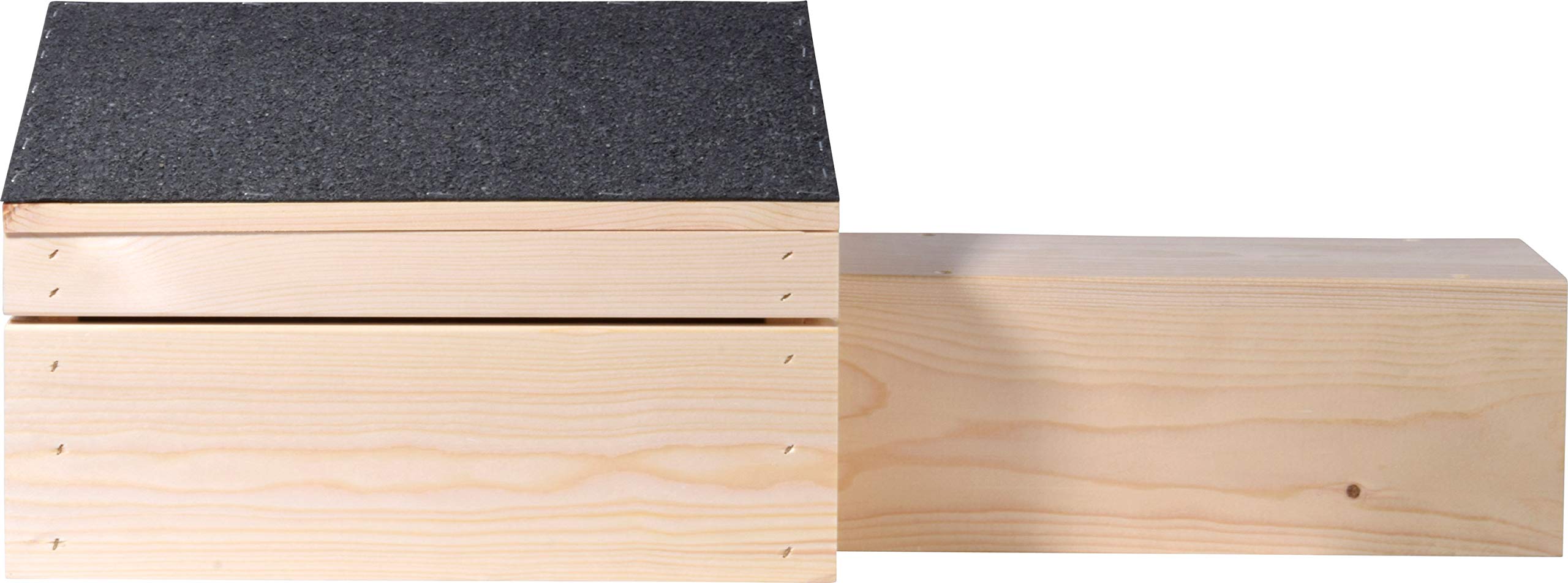 dobar® 22227FSCe Igelhaus Bitumendach Bausatz - Igelschafhaus extra Langer Eingang - Igelhöhle Massivholz - Behausung Igel/Braunbrustigel/Weißbrustigel - Ohne Boden - 74,5 x 29 x 24 cm - Schwarz