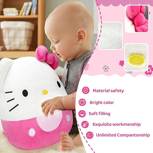 Miniatura 3 de TONYOPT Peluche de anime de 14 pulgadas, peluche de gato rosa, almohada de Navidad, suave y cómoda, adecuada como regalo para niños y niñas, regalo