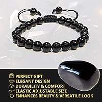 Vista 240 de Adjustable Crystal Bracelet – Gemstone Bead Bracelet with Adjustable Macrame String – Chic Gemstone Bracelet for Men and Women – 8mm Round Healing