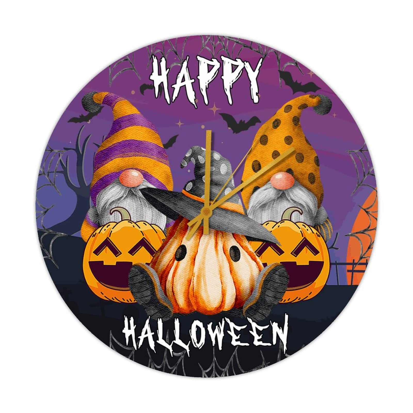 Horloge murale en bois avec gnome d'Halloween pour une ambiance chaleureuse en famille