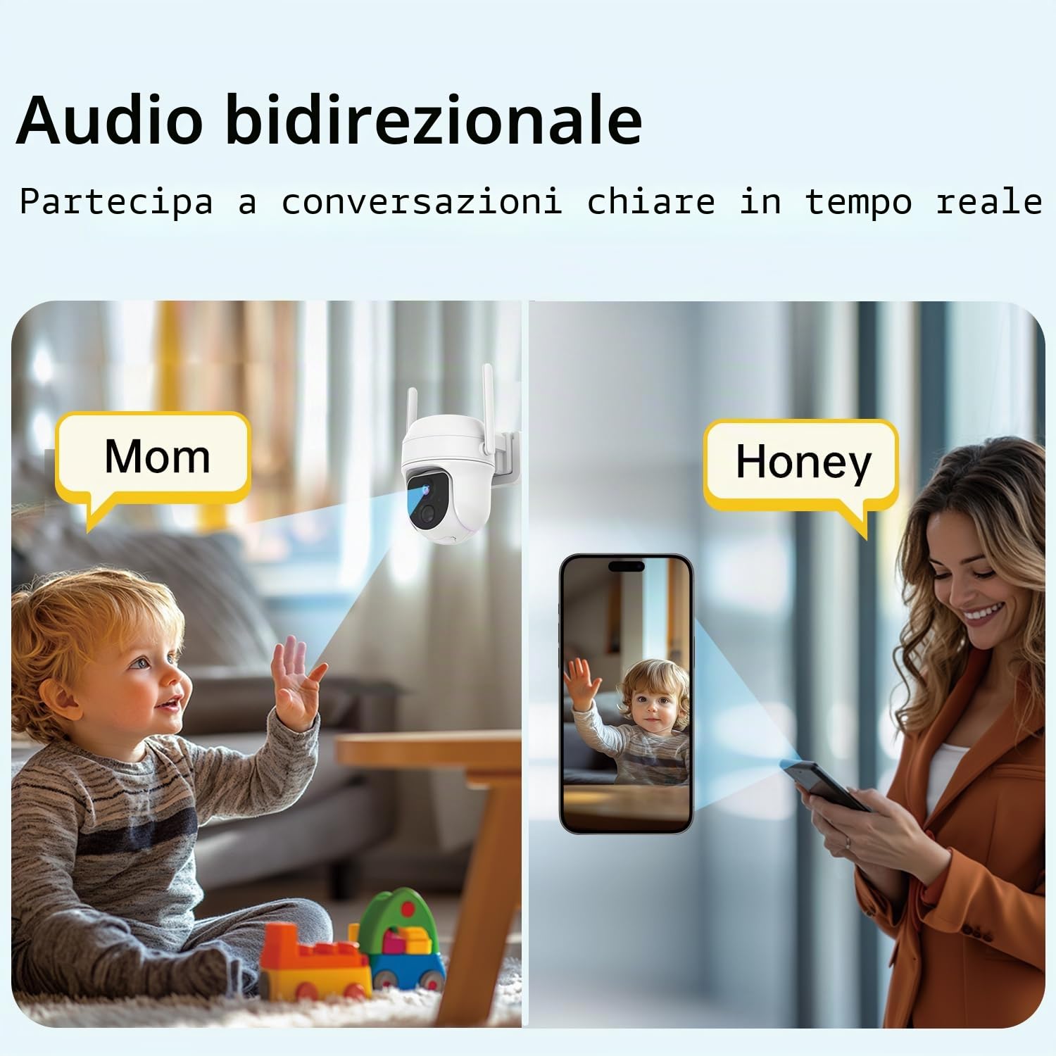 Vicohome 2K Telecamere di Sicurezza Solari Wireless WiFi per Esterni, PTZ a 355°, Alimentazione Solare e a Batteria, Rilevamento del Movimento PIR, Visione Notturna a Colori 3MP, Impermeabile IP65
