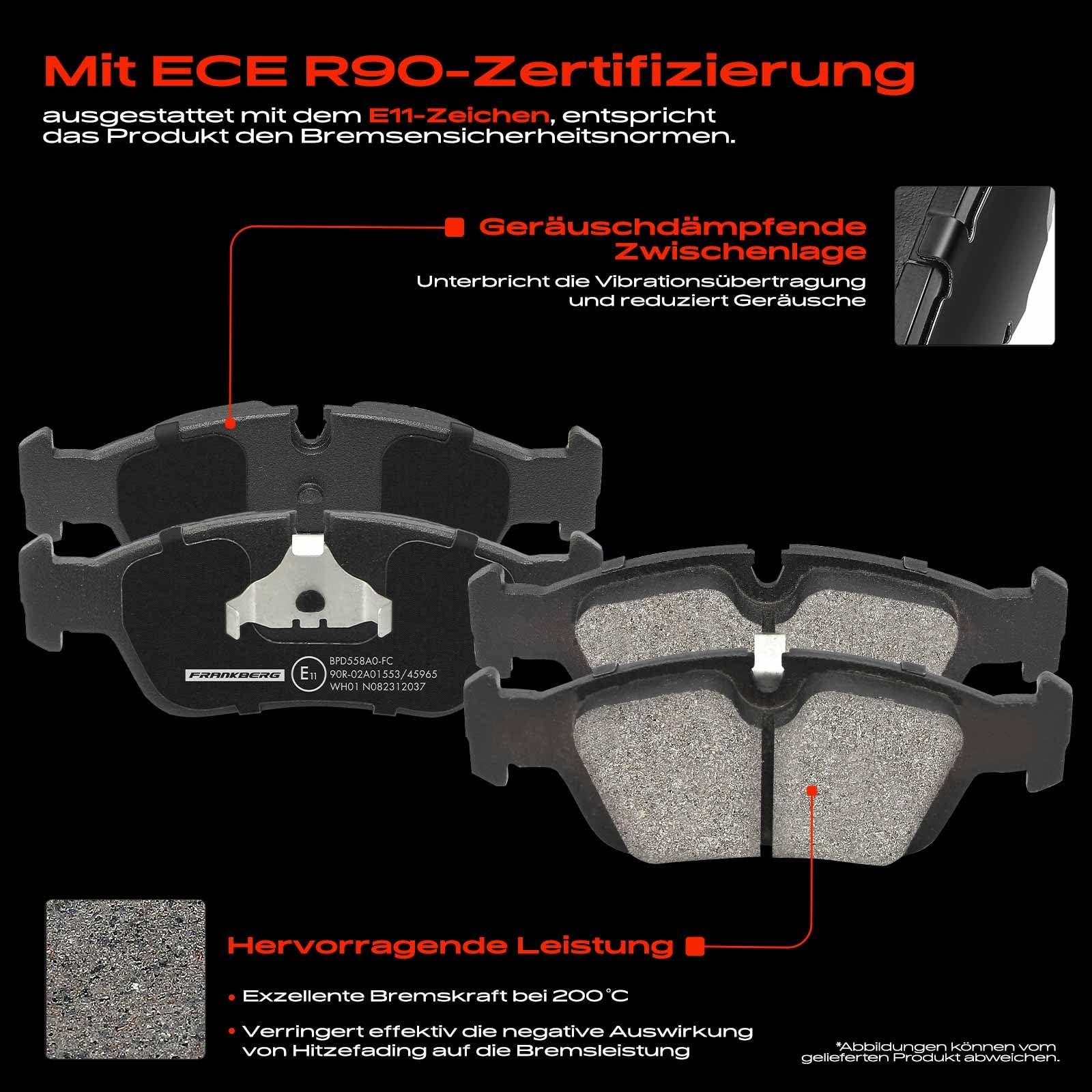Frankberg Bremsensatz inkl. 2x Bremsscheiben + 4x Bremsbeläge Vorne Kompatibel mit 3er Compact E46 3er E46 3er Touring E46 3er Cabriolet E46 Replace# 34116761244