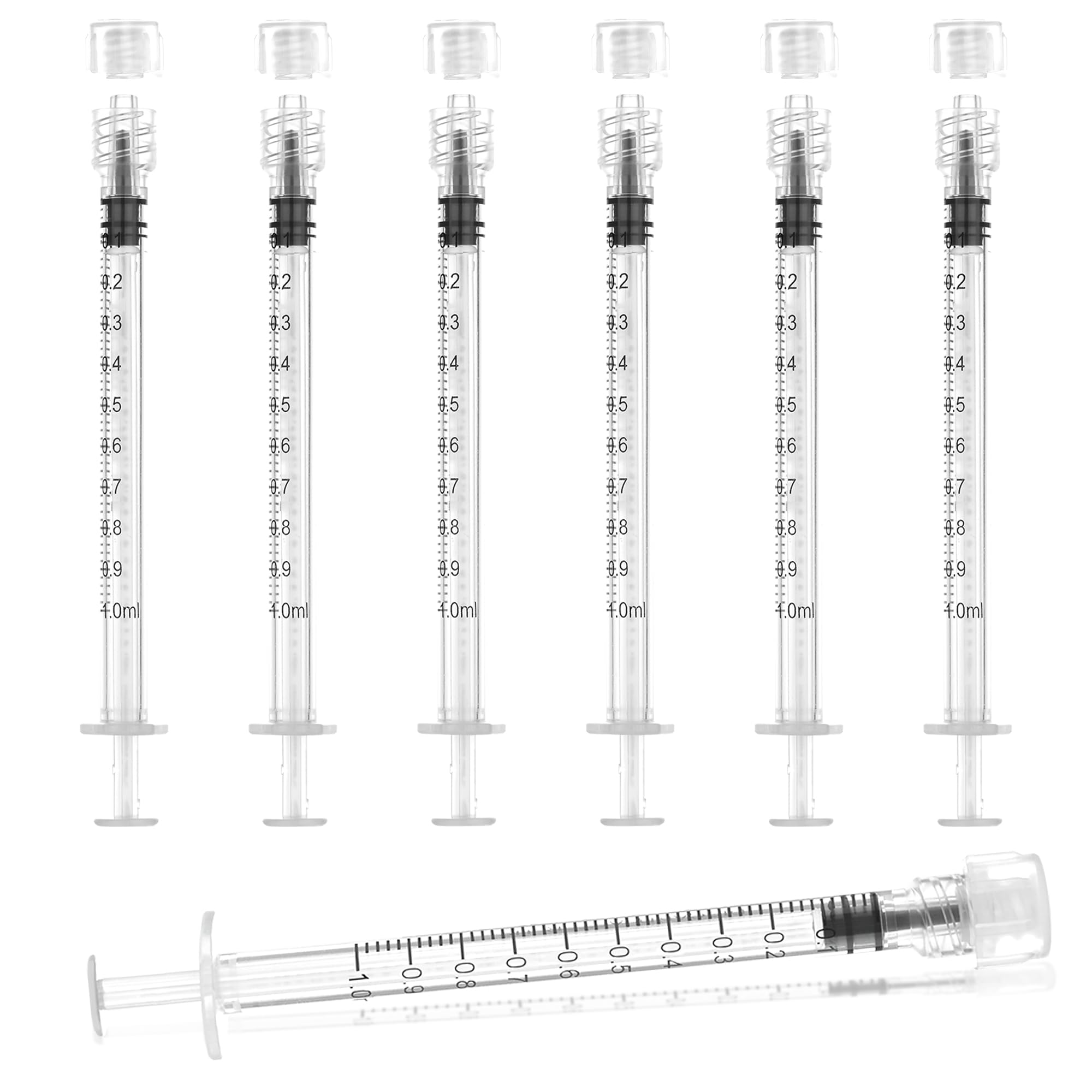 Photo 1 of 1ml Syringes Without Needle, 20Pack Plastic Syringe With Cap for Liquid, Measuring, Ink Refilling, Oil, Liquids Glue Applicator, Individually Sealed
