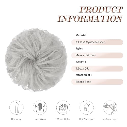 Miniatura 5 de FESHFEN - Extensiones de pelo rizado y desordenado para peinado, bandas elásticas con piezas de pelo sintético estilo moño, extensiones de cabello