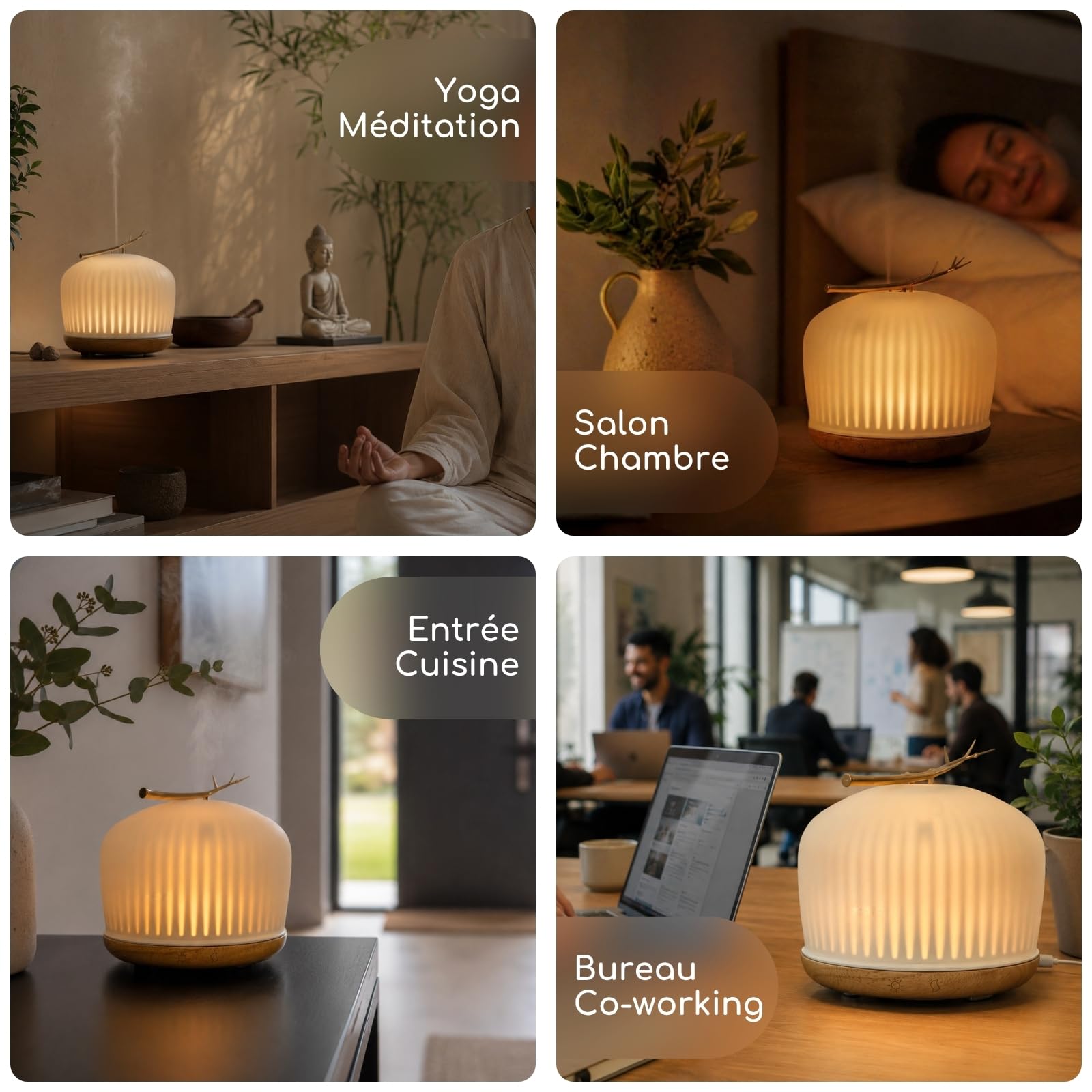 Zen’Arôme Diffuseur d’Huile Essentielle Origin – Diffuseur Ultrasonique Aromathérapie à Froid – Diffuseur Électrique pour Parfum Maison – Multifonction, Éclairage LED d’Ambiance, Silencieux et Chic