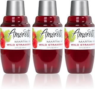 Amoretti Premium Martini Cocktail Mix Minis, Wild Strawberry, 3.4 Fluid Ounce