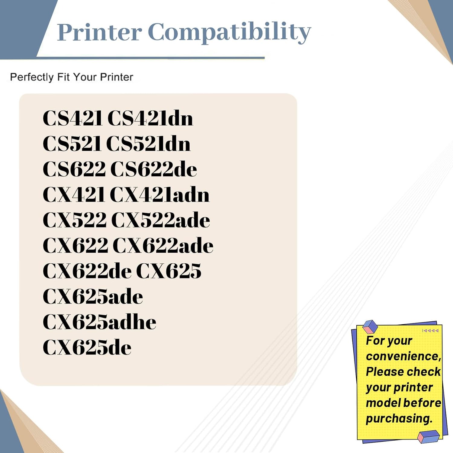 Compatible Developer Unit Replacement for Lexmark 78C0D10 78C0D20 78C0D30 78C0D40, Fit for CS421 CS421dn CS521 CS521dn CS622 CX421adn CX522 CX622 CX625de Printer (1-Pack Cyan)