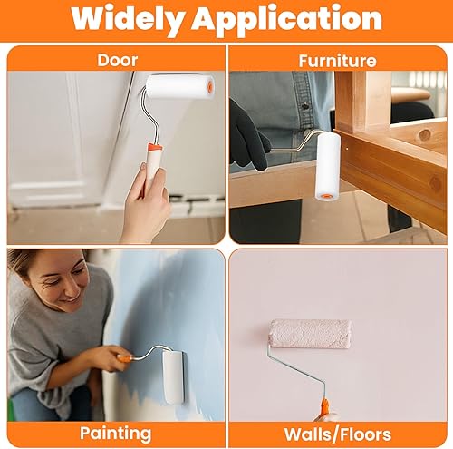 Miniatura 7 de Paquete de 50 rodillos de pintura de espuma pequeños de 4 pulgadas, mini cubiertas de rodillos de pintura, rodillo de espuma de alta densidad,