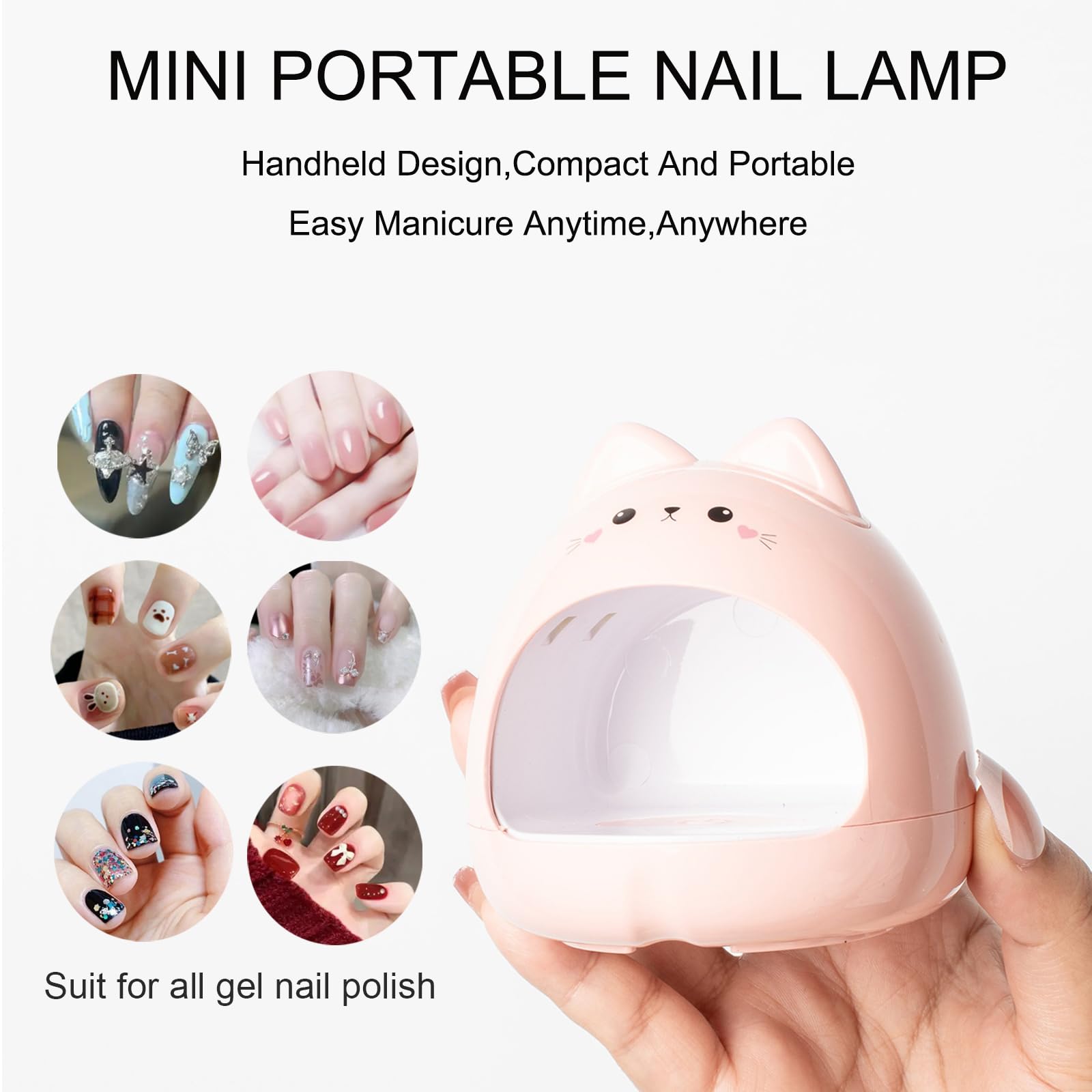 Betterterfor UV Light for Nails, 24W UV LED Nail Lamp for Gel Polish, Fast Nail Dryer with Cute Shape, Small and Portable, LED Nail Light for Fingernail and Toenail Nail Artists DIY-Pink