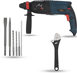 Hillgrove HGCM761M1 26mm Hammer Impact Drill Machine Forward/Reverse Rotation with 5Pcs SDS Plus Bits for Making Holes in Metal/Wood/Concrete Hammer Drill (26 mm Chuck Size, 1200 W)