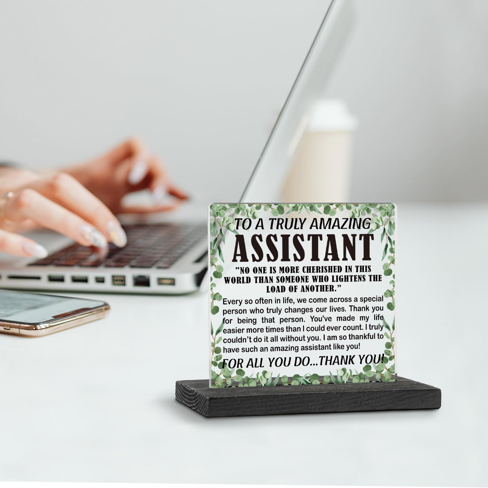 Admin Assistant Appreciation Gift Plaque - 4x4 Inch Acrylic Desk Sign, Inspirational Office Decor
