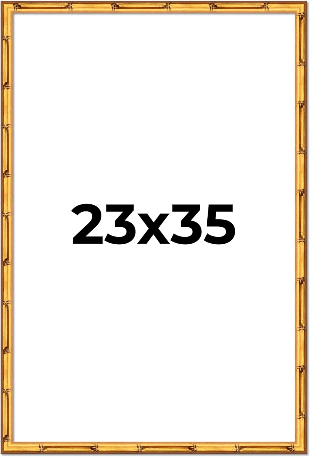 23x35 Frame Gold Bamboo Solid Wood Picture Frame | 1 Inch Moulding Width | Interior Frame Depth 0.75 Inches | Complete with UV Acrylic Plexiglass, Foam Board Backing & Hanging Hardware