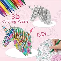 OSDUE 3D Unikornis Puzzle Színező Készlet - Kreatív Kézműves Szett 6-12 Éves Gyerekeknek - Fejlesztő Játék Lányoknak és Fiúknak - Születésna 3