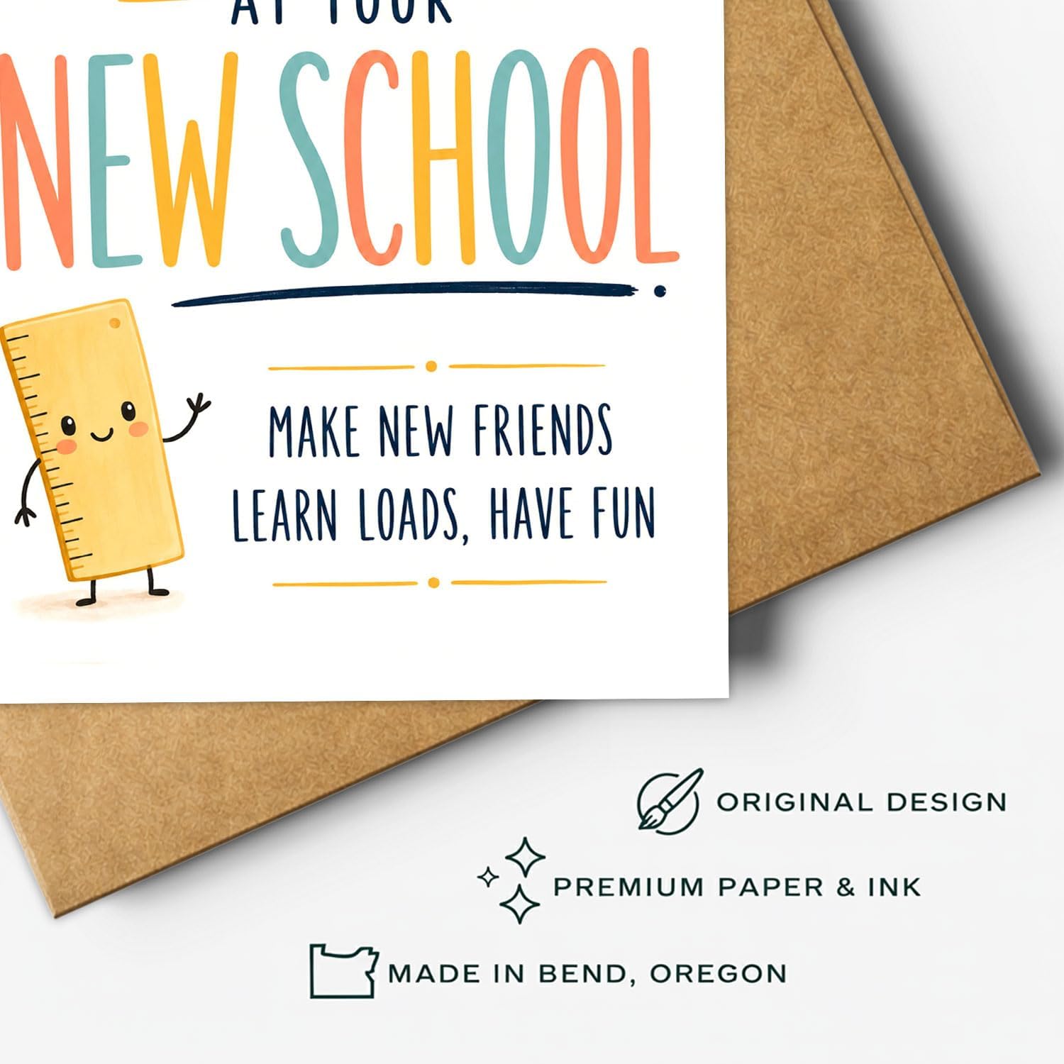 Good Luck at Your New School Inspirational Back to School Card Welcome First Day of School Year Gift for Girls Boys Students Card Gifts Encourage Supplies Grade Class Greeting Cards 5.3''x8 image 5